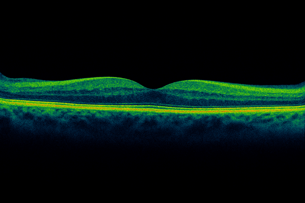 oct ou tomographie en cohérence optique maculaire en couleurs